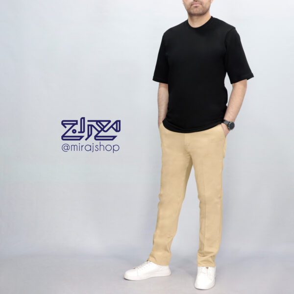 تیشرت پنبه مشکی یقه گرد آستین کوتاه