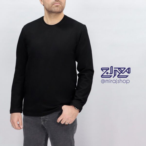 بلوز پنبه مشکی یقه گرد