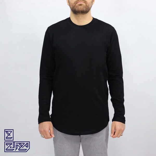 تیشرت پنبه مشکی یقه گرد لانگ