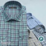 پیراهن مردانه تترون چهار خونه یقه دار