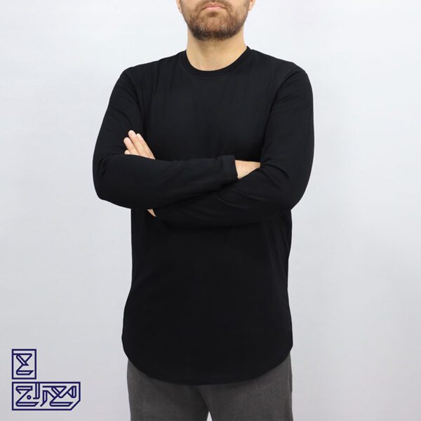 تیشرت پنبه مشکی یقه گرد لانگ