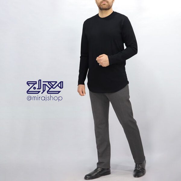 تیشرت پنبه مشکی یقه گرد لانگ