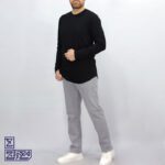 تیشرت پنبه مشکی یقه گرد لانگ