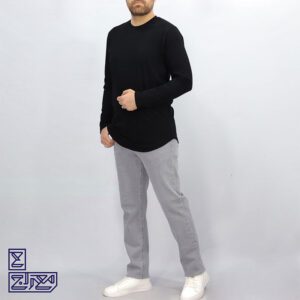 تیشرت پنبه مشکی یقه گرد لانگ