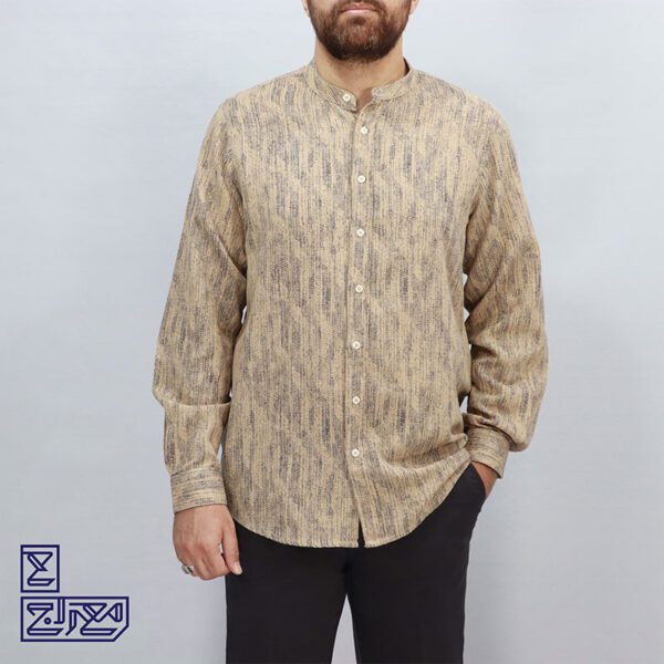 پیراهن پنبه کنفی یقه ایستاده