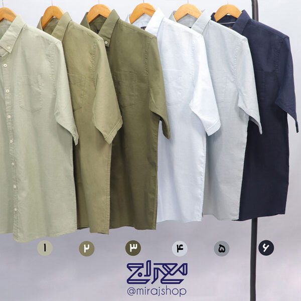 پیراهن پنبه لینن آستین کوتاه