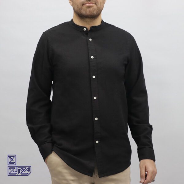 پیراهن پنبه کنفی یقه فرنچ