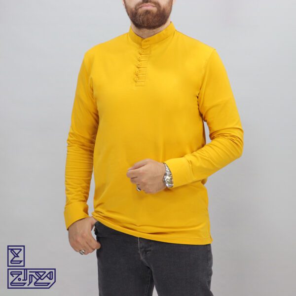 بلوز پنبه یقه ایستاده دکمه بندی