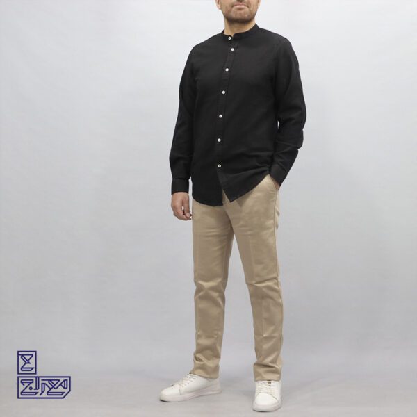 پیراهن پنبه کنفی یقه فرنچ