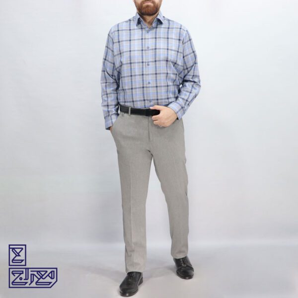 پیراهن تترون چهار خونه یقه دار