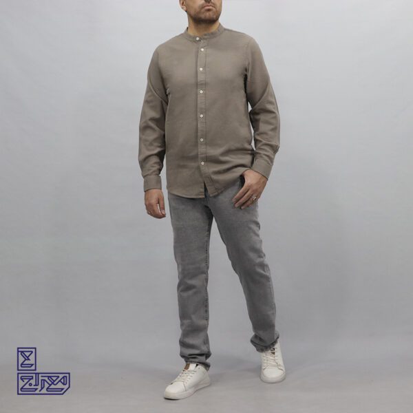 پیراهن پنبه کنفی یقه فرنچ