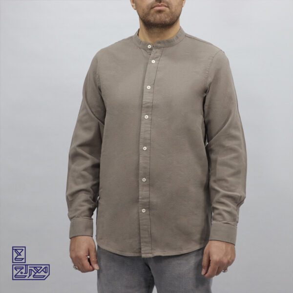 پیراهن پنبه کنفی یقه فرنچ