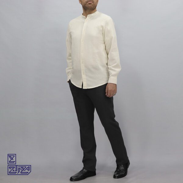 پیراهن پنبه کنفی یقه فرنچ