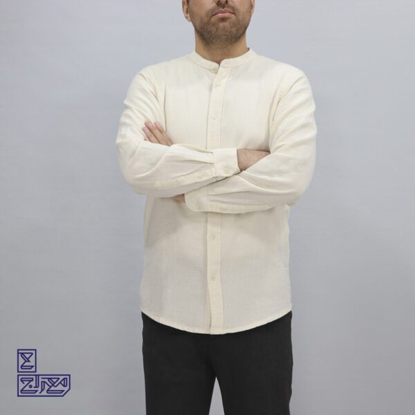 پیراهن پنبه کنفی یقه فرنچ