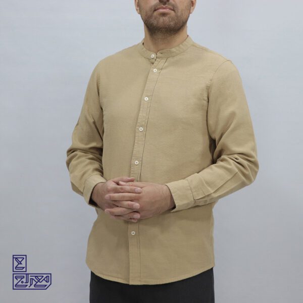 پیراهن پنبه کنفی یقه فرنچ