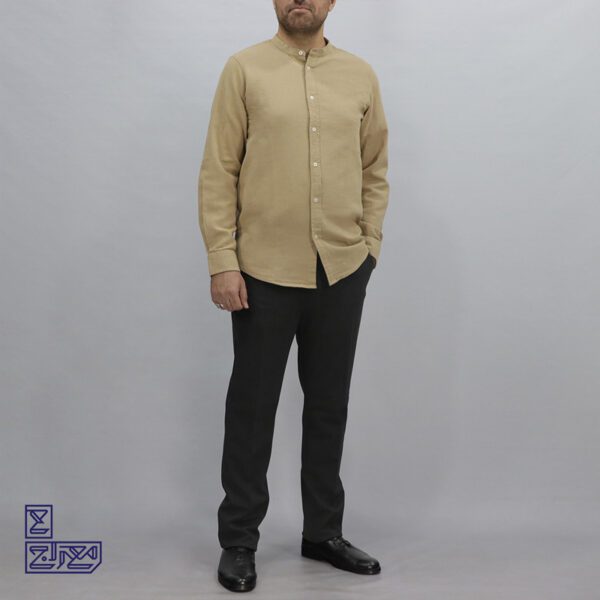 پیراهن پنبه کنفی یقه فرنچ