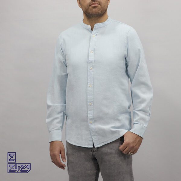 پیراهن پنبه کنفی یقه فرنچ