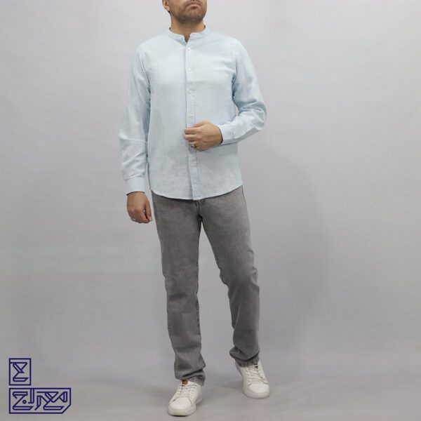 پیراهن پنبه کنفی یقه فرنچ