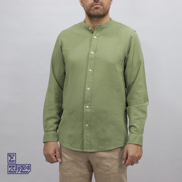 پیراهن پنبه کنفی یقه فرنچ