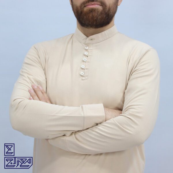 بلوز پنبه کِشی یقه ایستاده دکمه بندی - Image 10