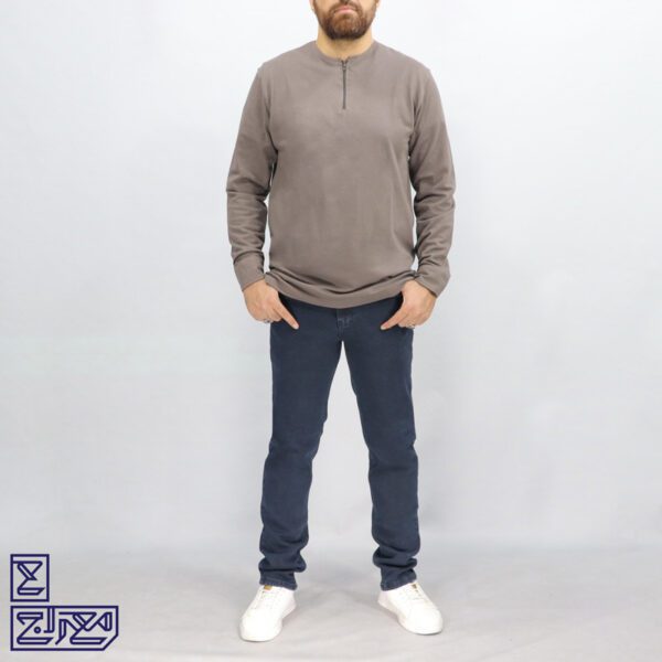 بلوز پنبه زنبوری یقه گرد نیم زیپ - Image 7