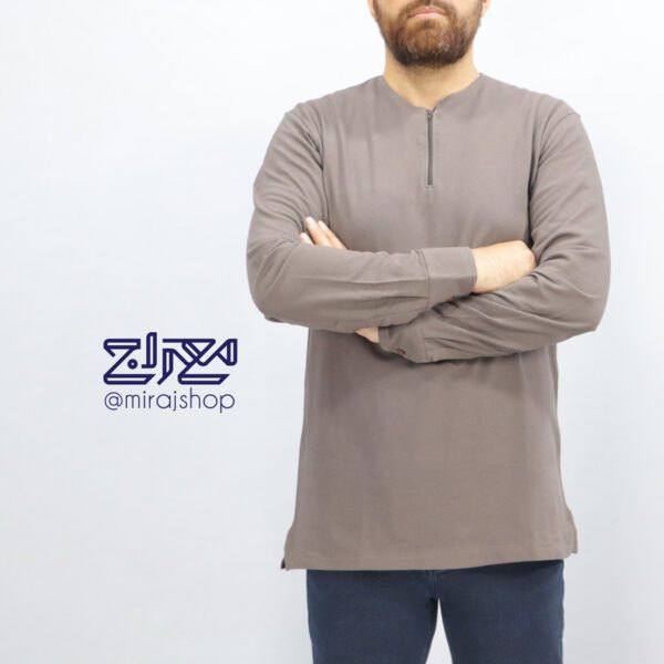 بلوز پنبه زنبوری یقه گرد نیم زیپ - Image 8