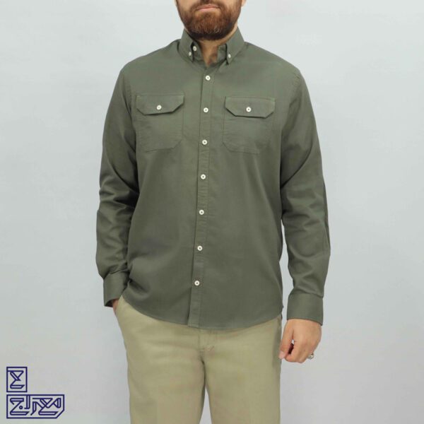 پیراهن کتان کش دوجیب