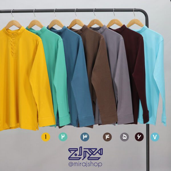 بلوز پنبه یقه ایستاده دکمه بندی