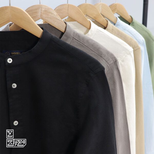 پیراهن پنبه کنفی یقه فرنچ