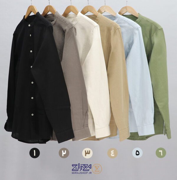 پیراهن پنبه کنفی یقه فرنچ