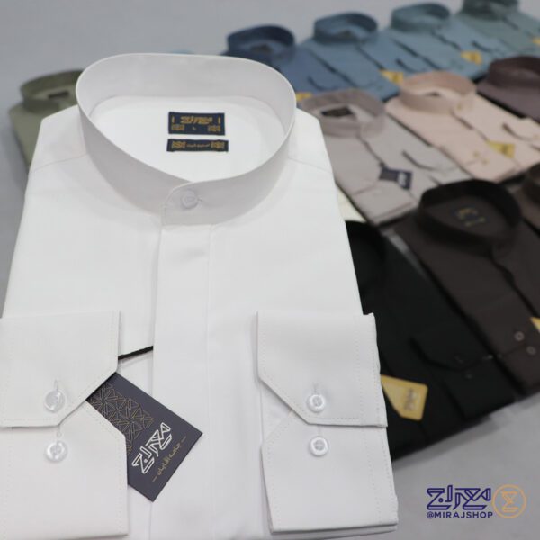 پیراهن کرپ یقه دیپلمات دکمه مخفی