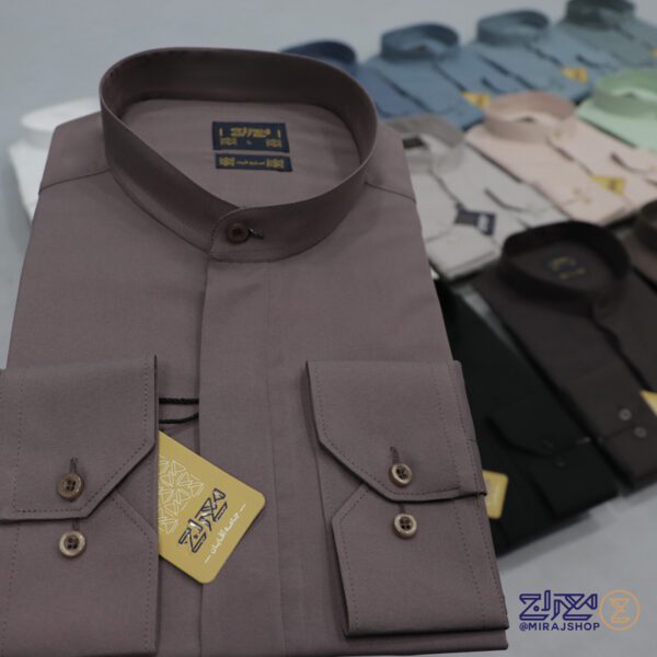 پیراهن کرپ یقه دیپلمات دکمه مخفی