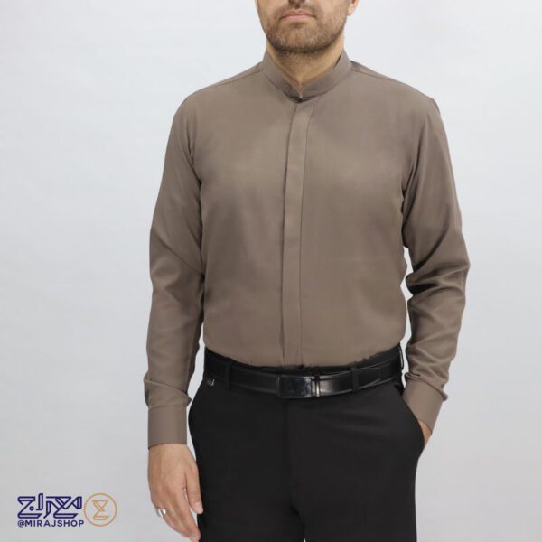 پیراهن کرپ یقه دیپلمات دکمه مخفی