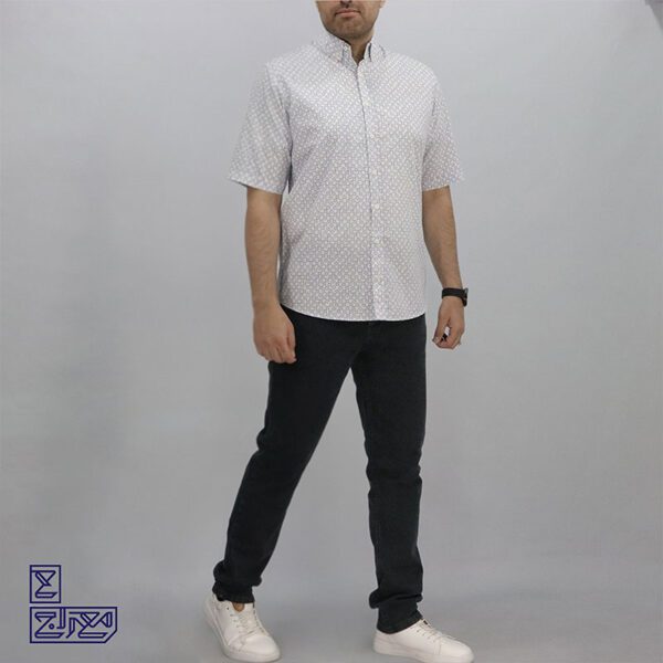 پیراهن پنبه چاپی آستین کوتاه آرمان