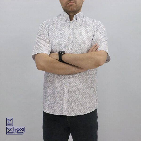 پیراهن پنبه چاپی آستین کوتاه آرمان