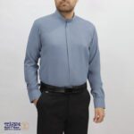 پیراهن کرپ یقه دیپلمات دکمه مخفی