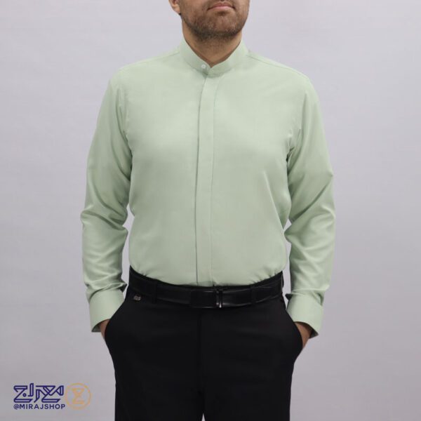 پیراهن کرپ یقه دیپلمات دکمه مخفی