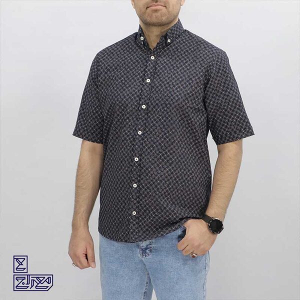 پیراهن پنبه چاپی آستین کوتاه آرمان