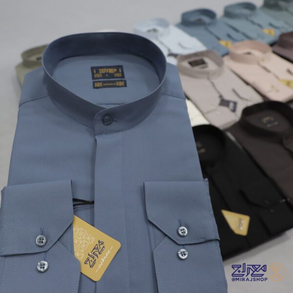 پیراهن کرپ یقه دیپلمات دکمه مخفی