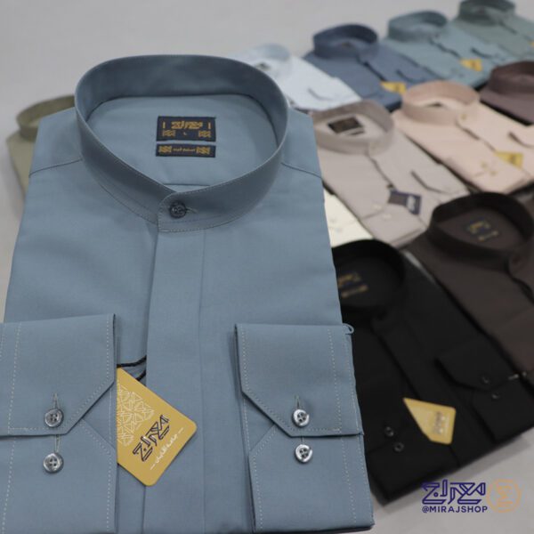 پیراهن کرپ یقه دیپلمات دکمه مخفی