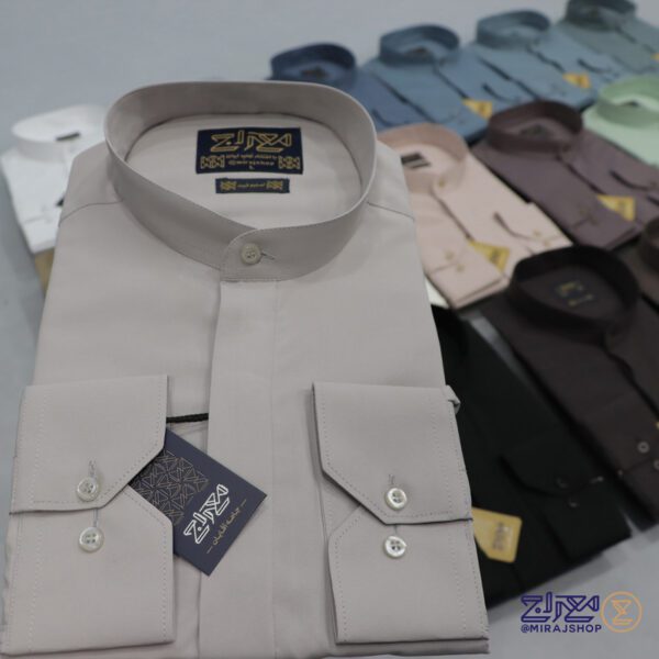 پیراهن کرپ یقه دیپلمات دکمه مخفی