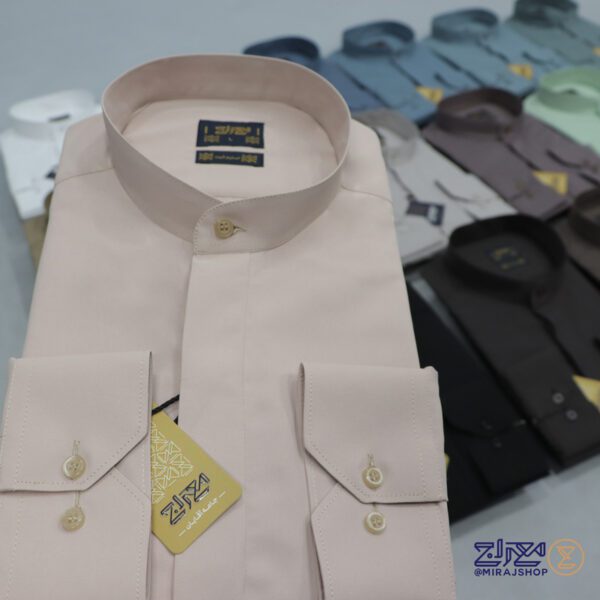 پیراهن کرپ یقه دیپلمات دکمه مخفی