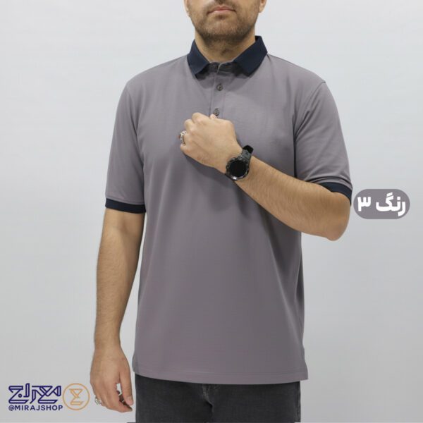 تیشرت پنبه کشی مارتن یقه سرمه ای