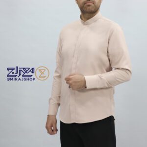 پیراهن کرپ یقه دیپلمات دکمه مخفی