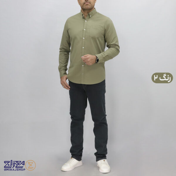 پیراهن پنبه لینن مردانه آستین بلند