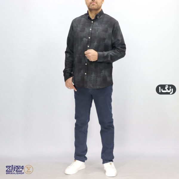 پیراهن پنبه کنفی مشکی مردانه