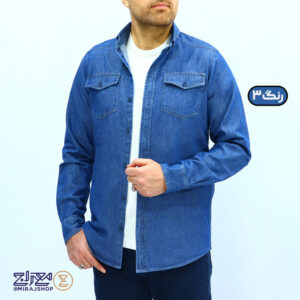 پیراهن مردانه جین پنبه ای دوجیب