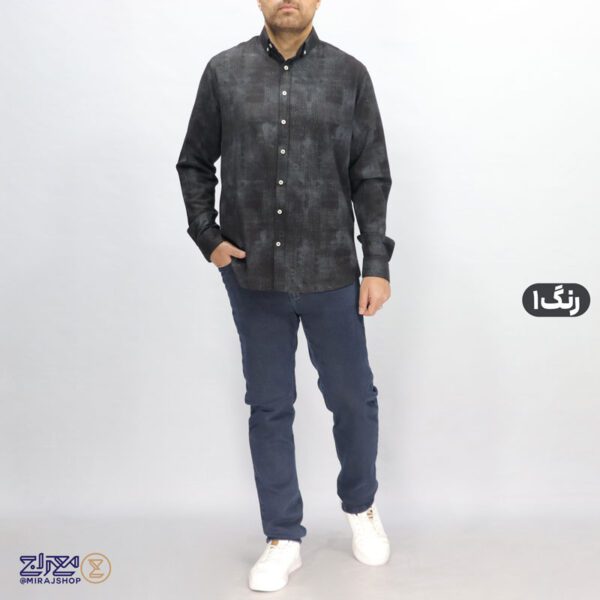 پیراهن پنبه کنفی مشکی مردانه