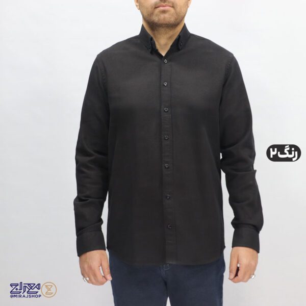 پیراهن پنبه کنفی مشکی مردانه