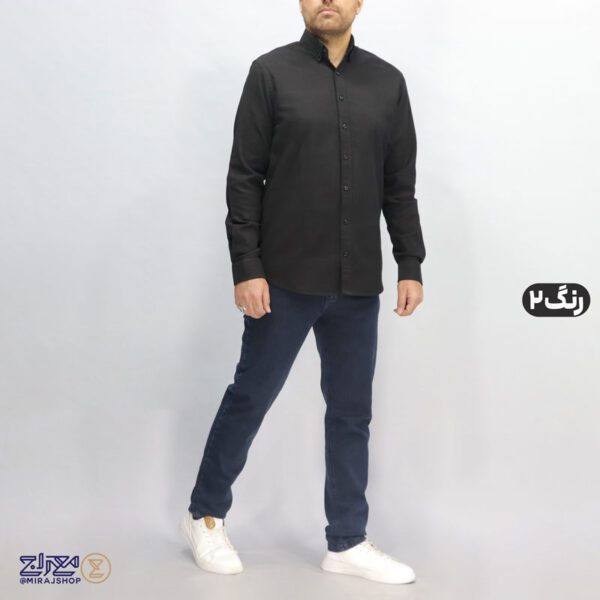پیراهن پنبه کنفی مشکی مردانه